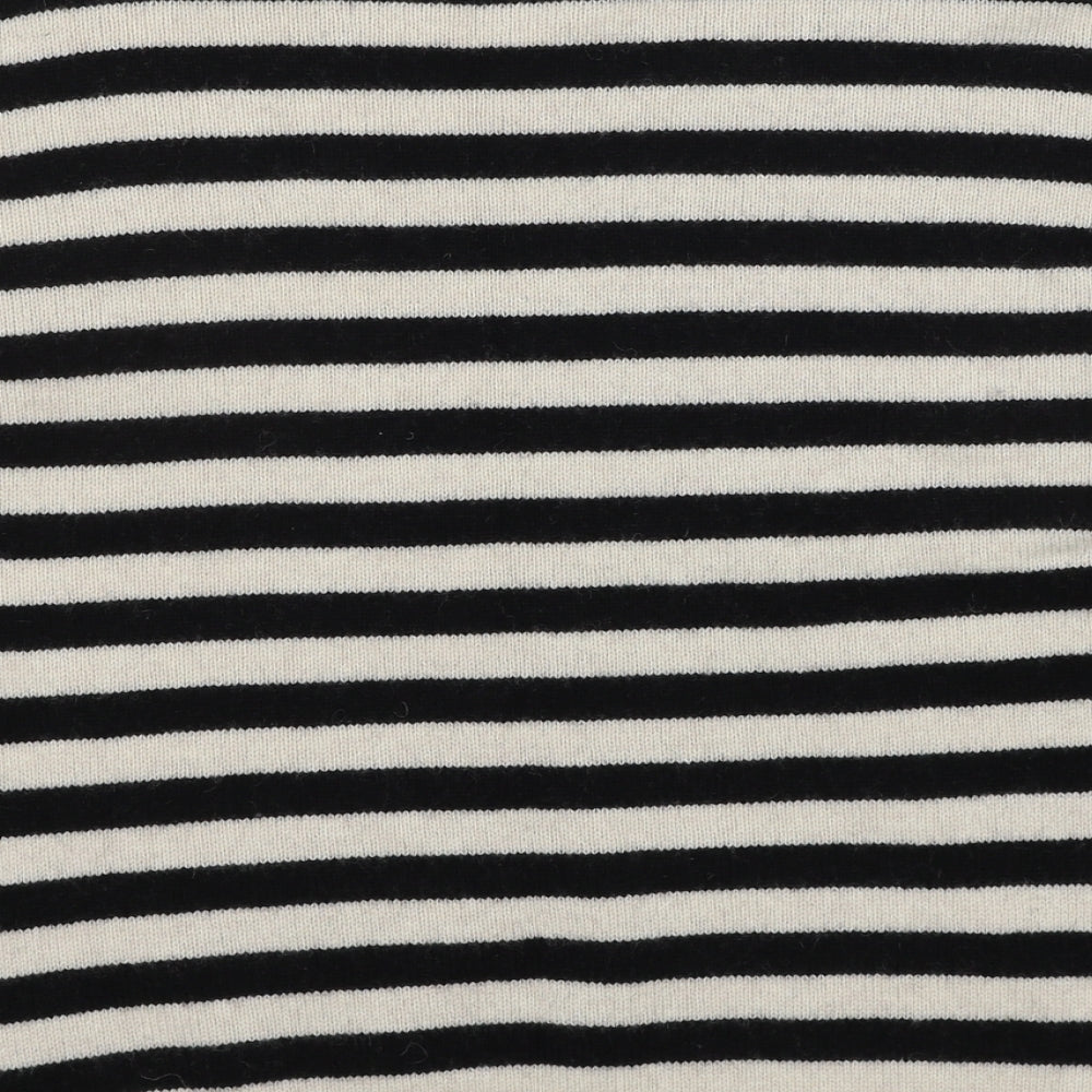 Mercer & Madison Womens Black Round Neck Striped Wool Pullover Jumper Size 14