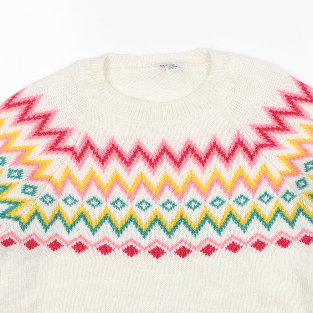 M&Co Womens Multicoloured Round Neck Geometric Acrylic Pullover Jumper Size 12