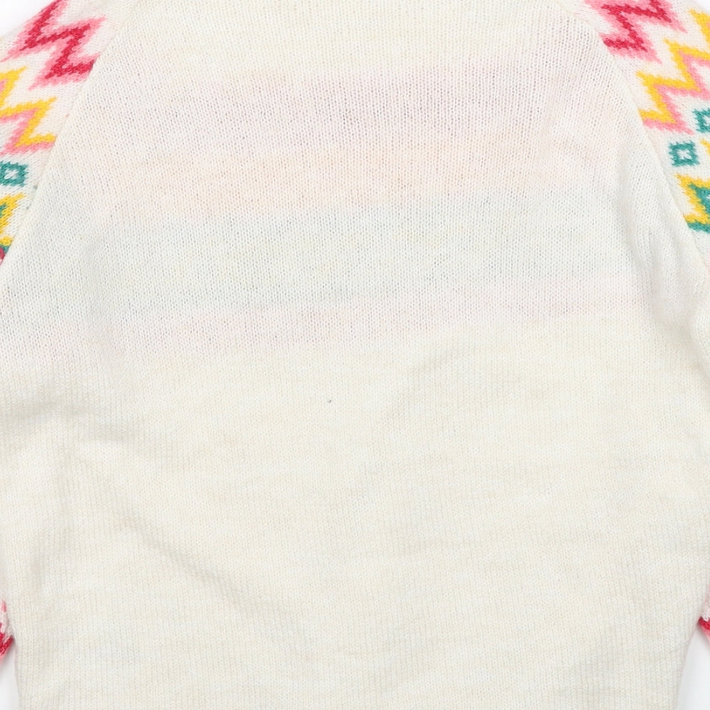 M&Co Womens Multicoloured Round Neck Geometric Acrylic Pullover Jumper Size 12