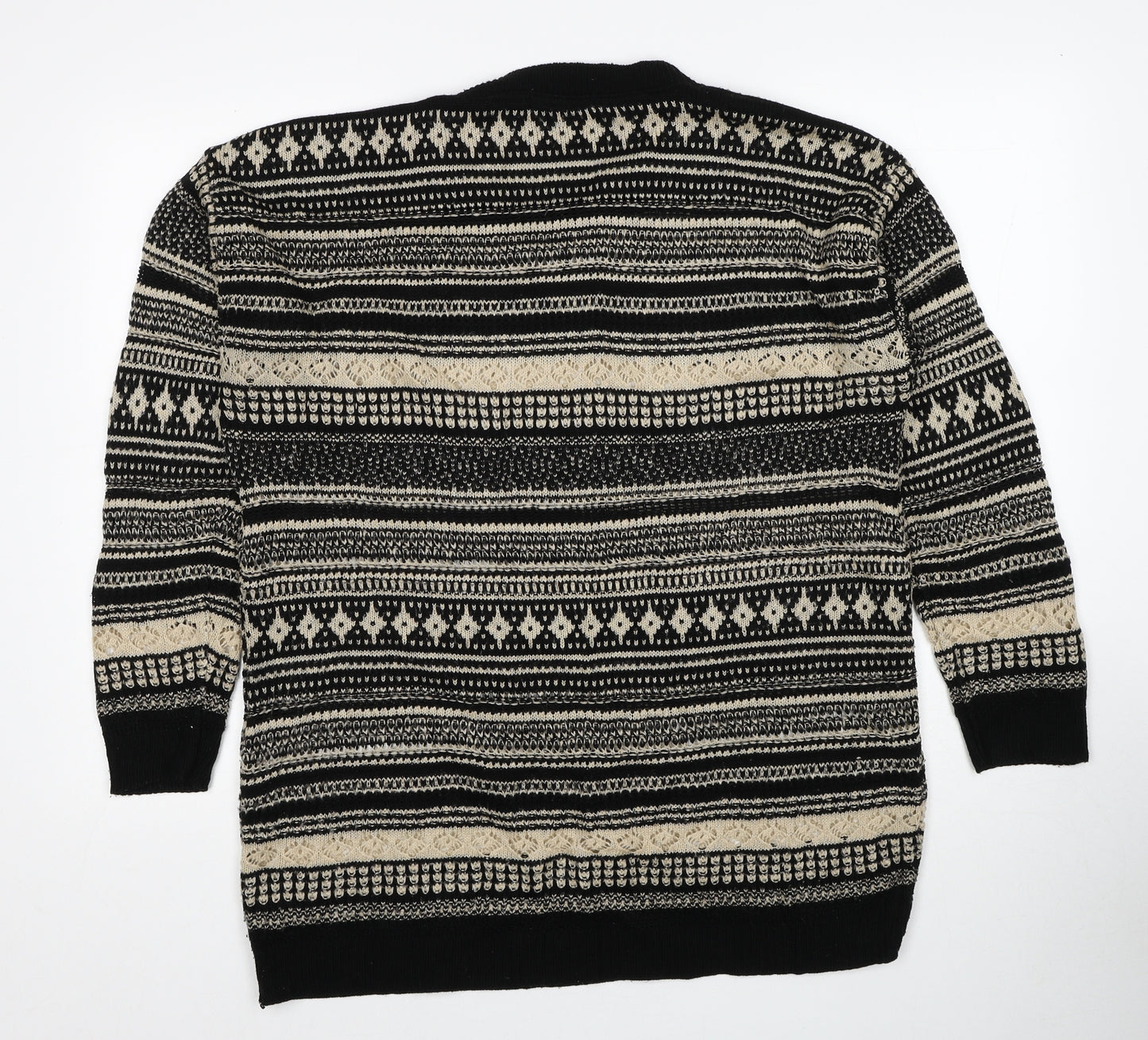 Atmosphere Womens Black Round Neck Geometric Acrylic Pullover Jumper Size 16