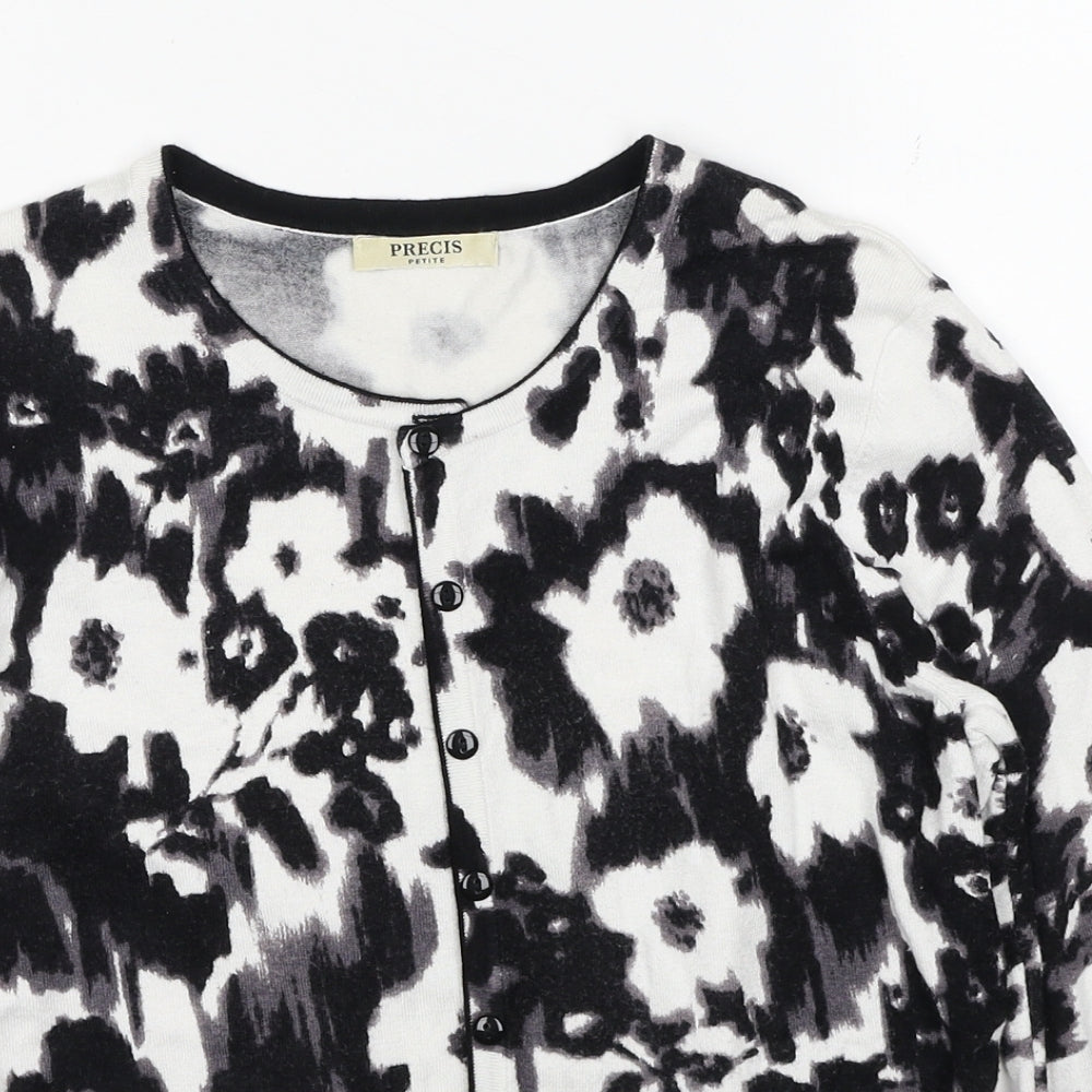 Precis Womens Black Round Neck Floral Viscose Cardigan Jumper Size S