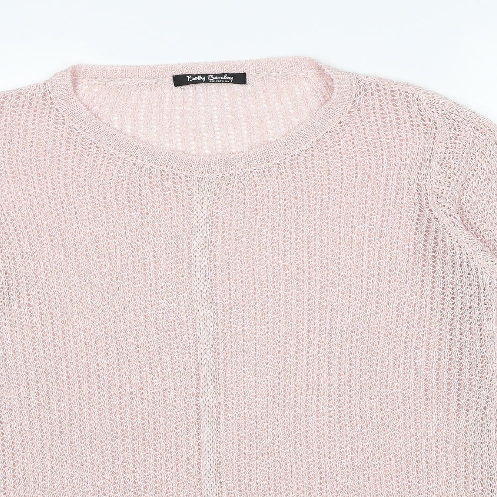 Betty Barclay Womens Pink Round Neck Acrylic Pullover Jumper Size 18