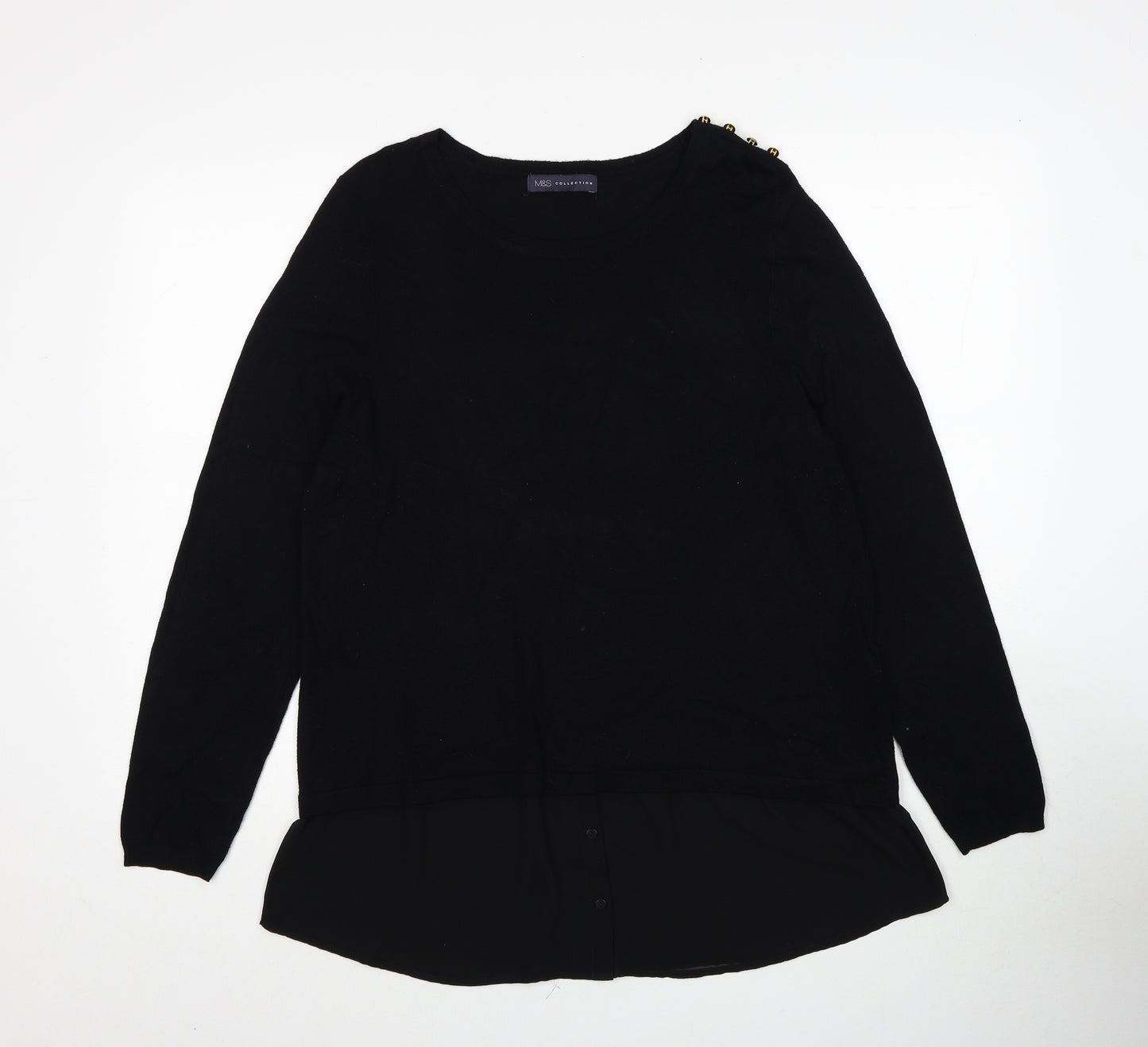 Marks and Spencer Womens Black Boat Neck Viscose Pullover Jumper Size 18