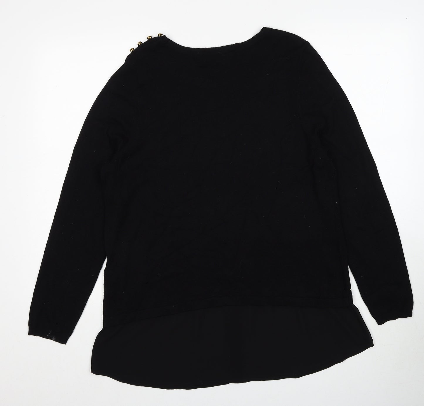 Marks and Spencer Womens Black Boat Neck Viscose Pullover Jumper Size 18