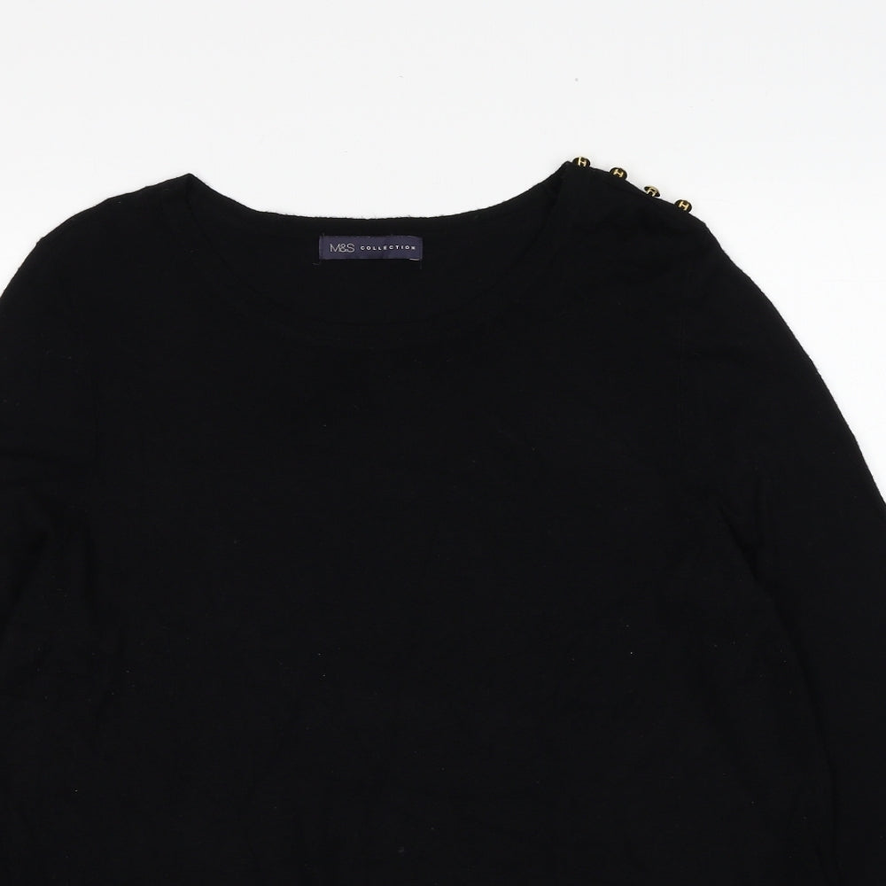Marks and Spencer Womens Black Boat Neck Viscose Pullover Jumper Size 18