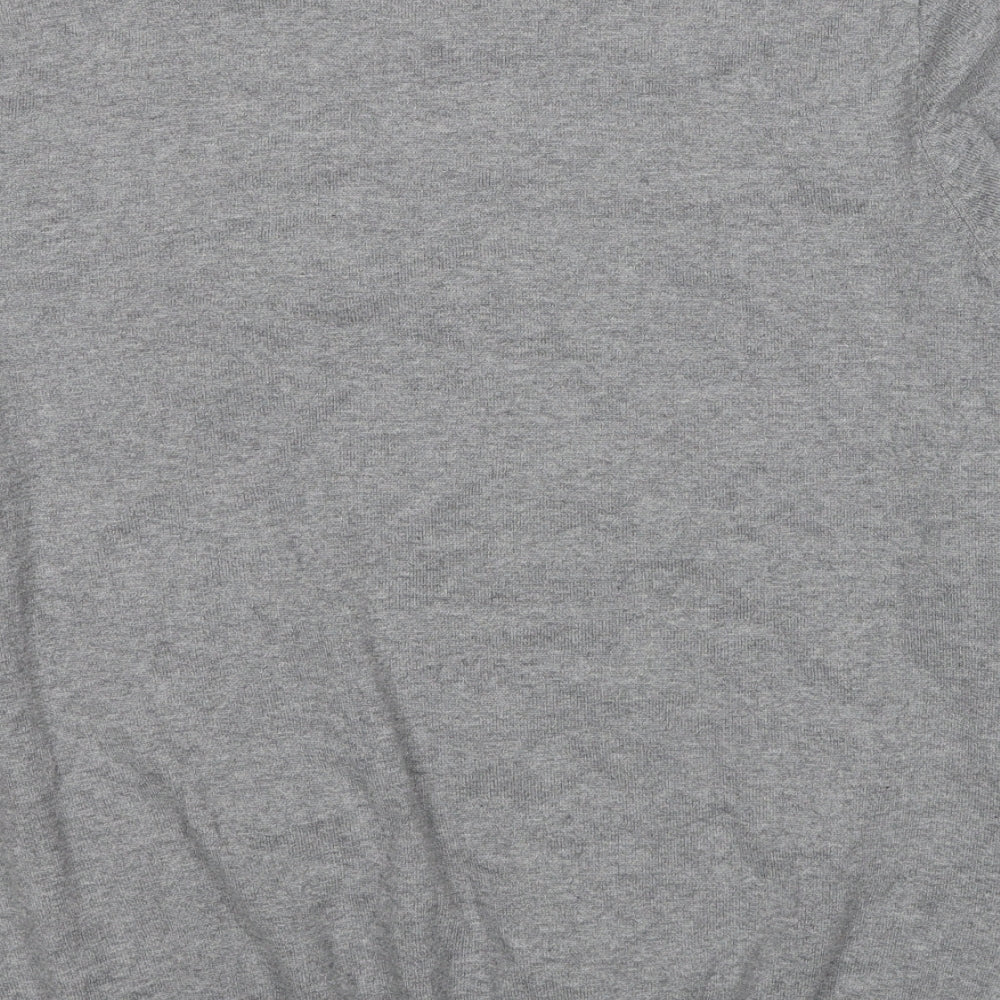 George Mens Grey V-Neck Cotton Pullover Jumper Size L Long Sleeve