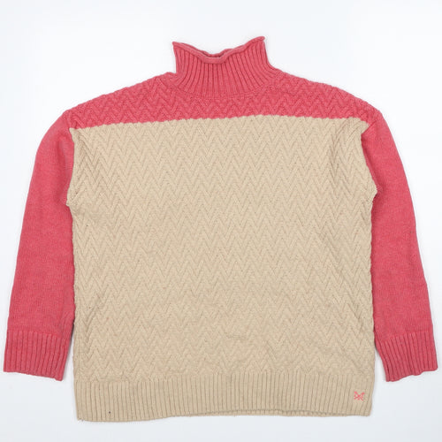 Crew Clothing Womens Beige High Neck Cotton Pullover Jumper Size 12