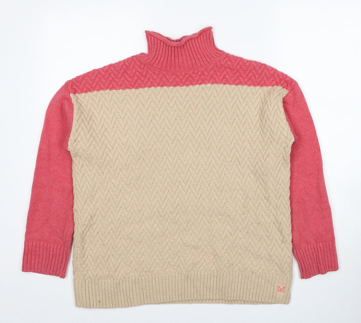 Crew Clothing Womens Beige High Neck Cotton Pullover Jumper Size 12