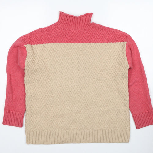 Crew Clothing Womens Beige High Neck Cotton Pullover Jumper Size 12