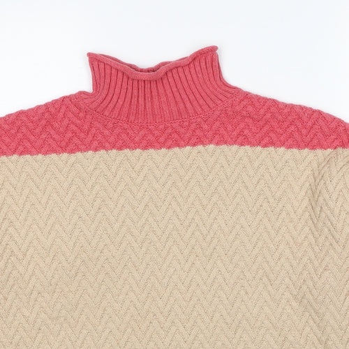 Crew Clothing Womens Beige High Neck Cotton Pullover Jumper Size 12