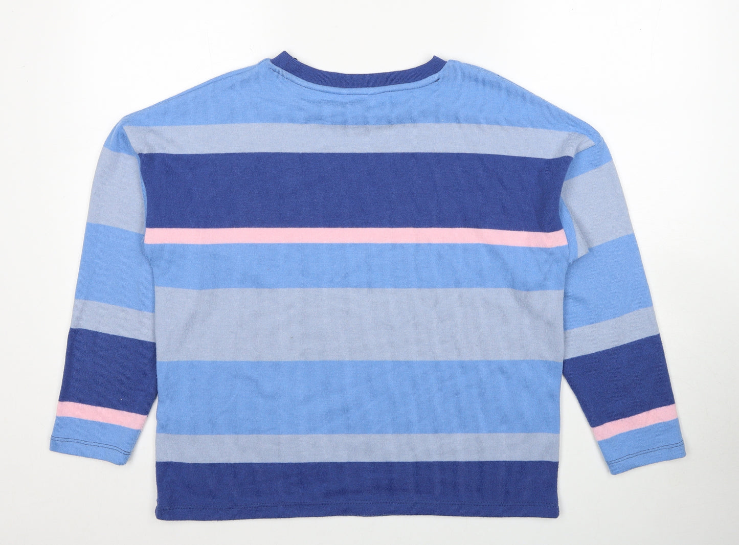 NEXT Womens Blue Round Neck Striped Polyester Pullover Jumper Size M