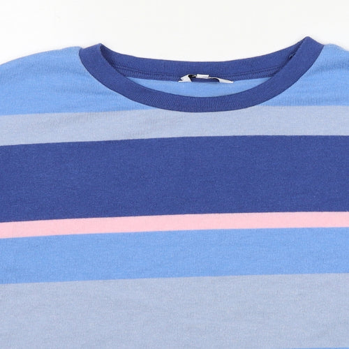 NEXT Womens Blue Round Neck Striped Polyester Pullover Jumper Size M