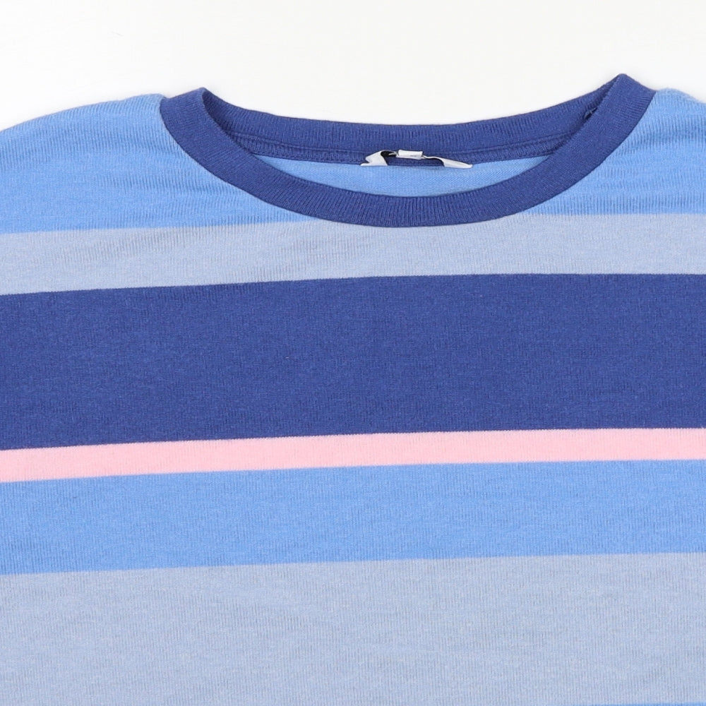 NEXT Womens Blue Round Neck Striped Polyester Pullover Jumper Size M