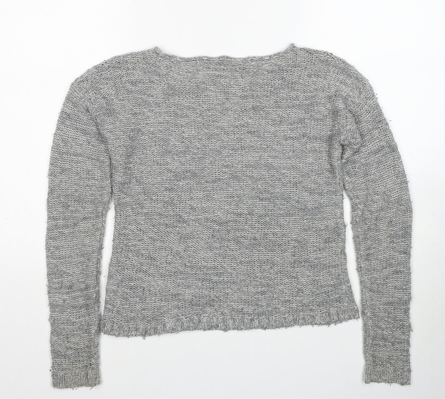 Marks and Spencer Womens Grey Boat Neck Cotton Pullover Jumper Size XS