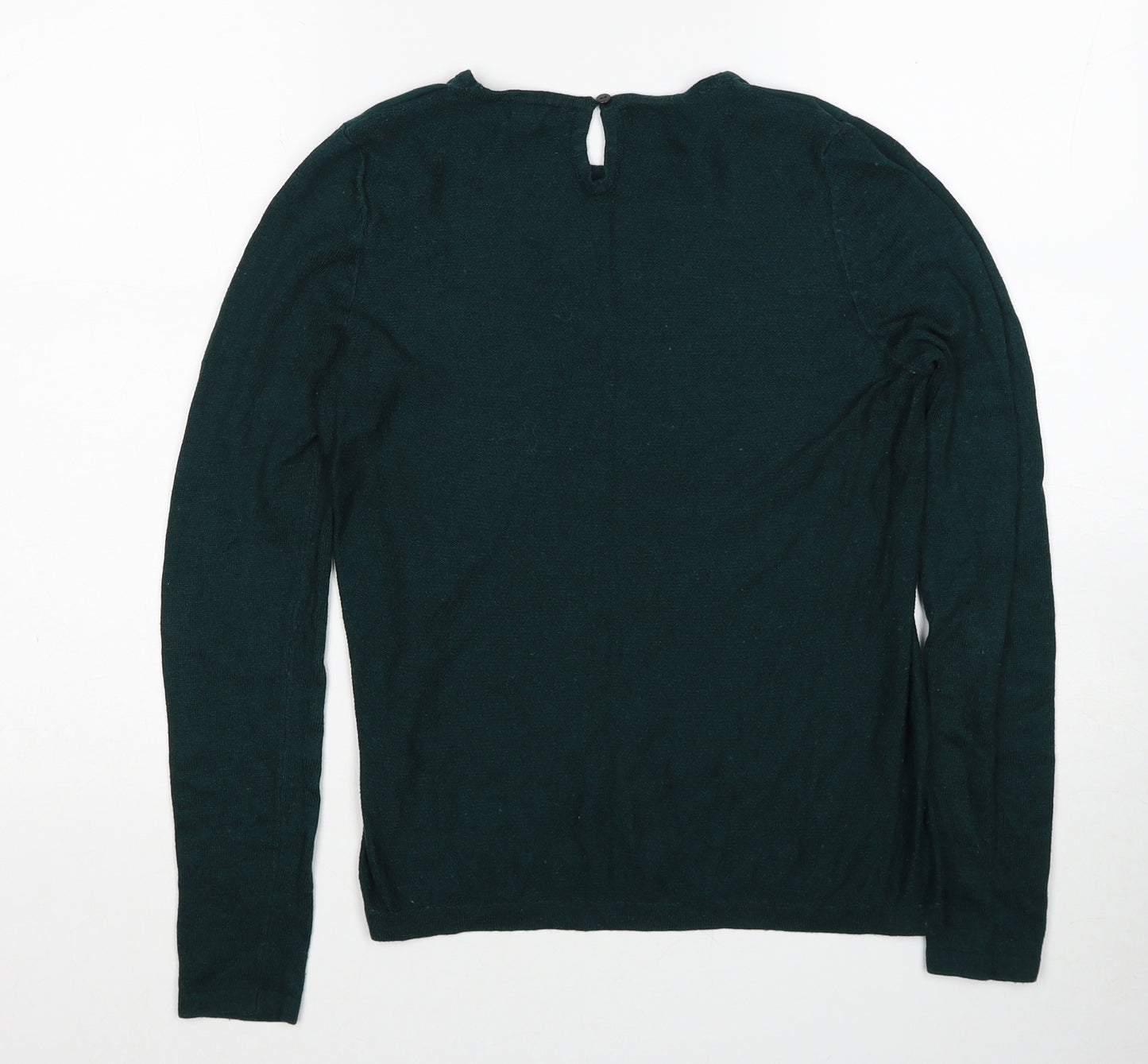 Topshop Womens Green Boat Neck Acrylic Pullover Jumper Size 10