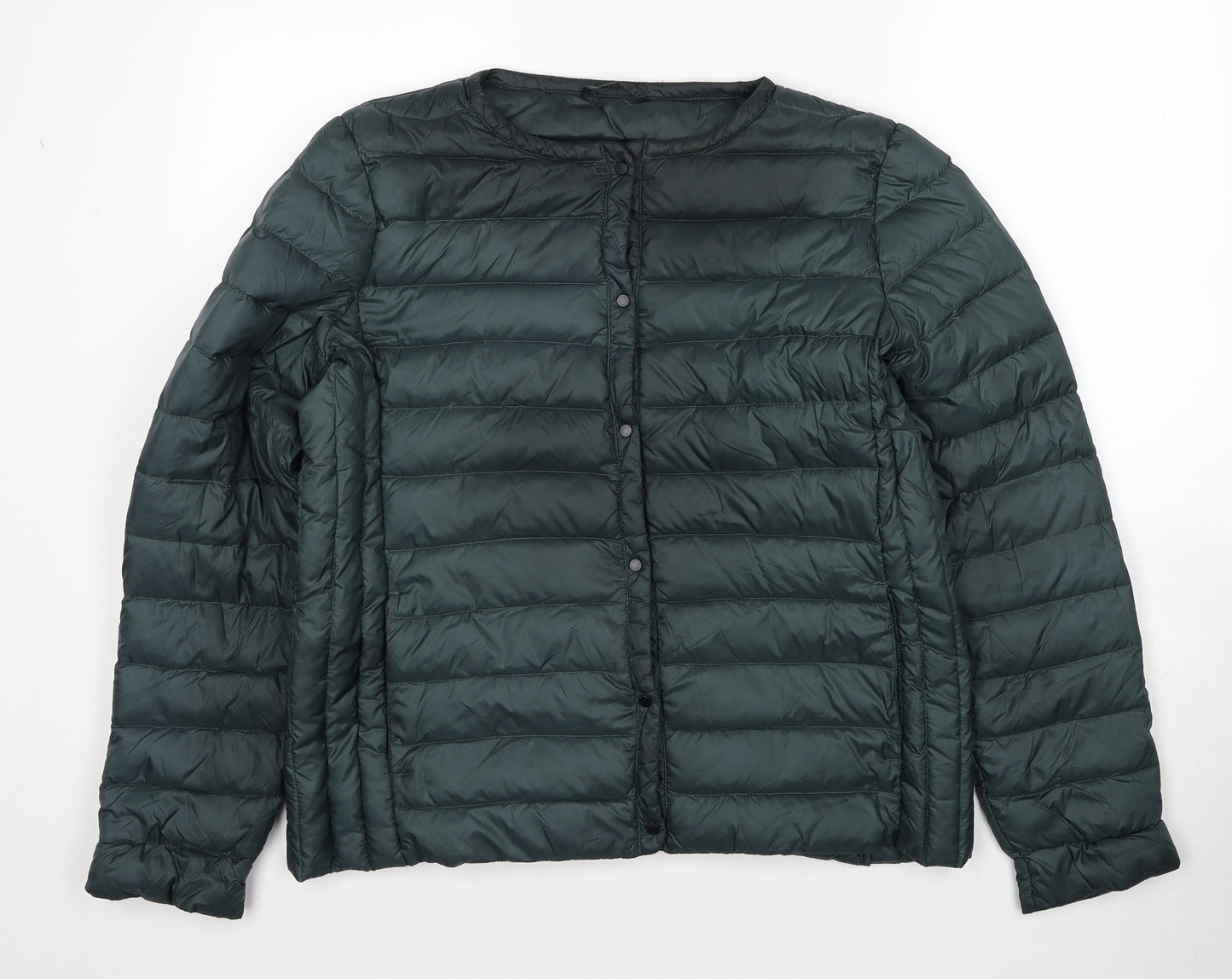 Mango Womens Blue Quilted Jacket Size 2XL Button