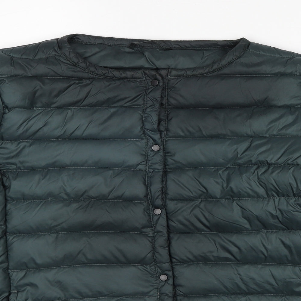 Mango Womens Blue Quilted Jacket Size 2XL Button