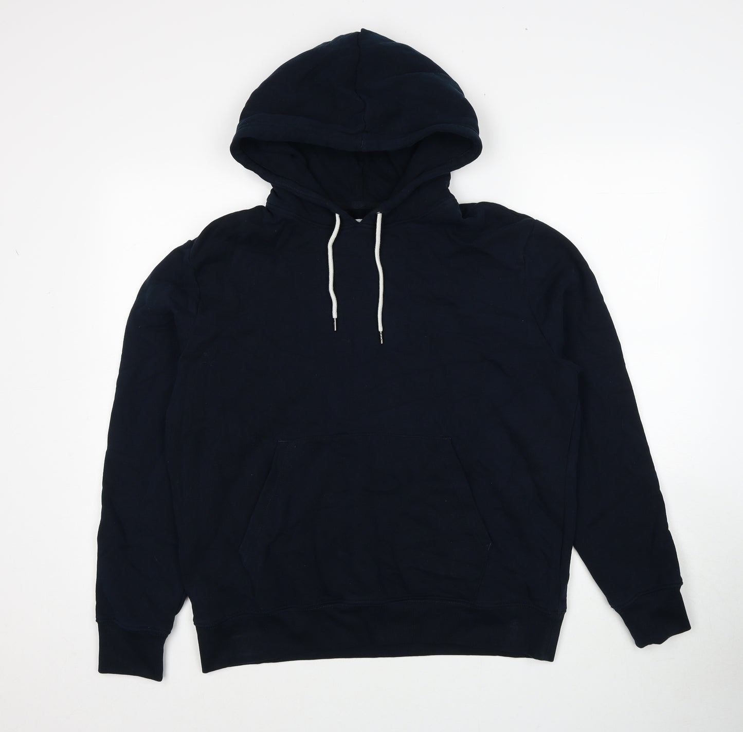 Marks and Spencer Mens Blue Cotton Pullover Hoodie Size L