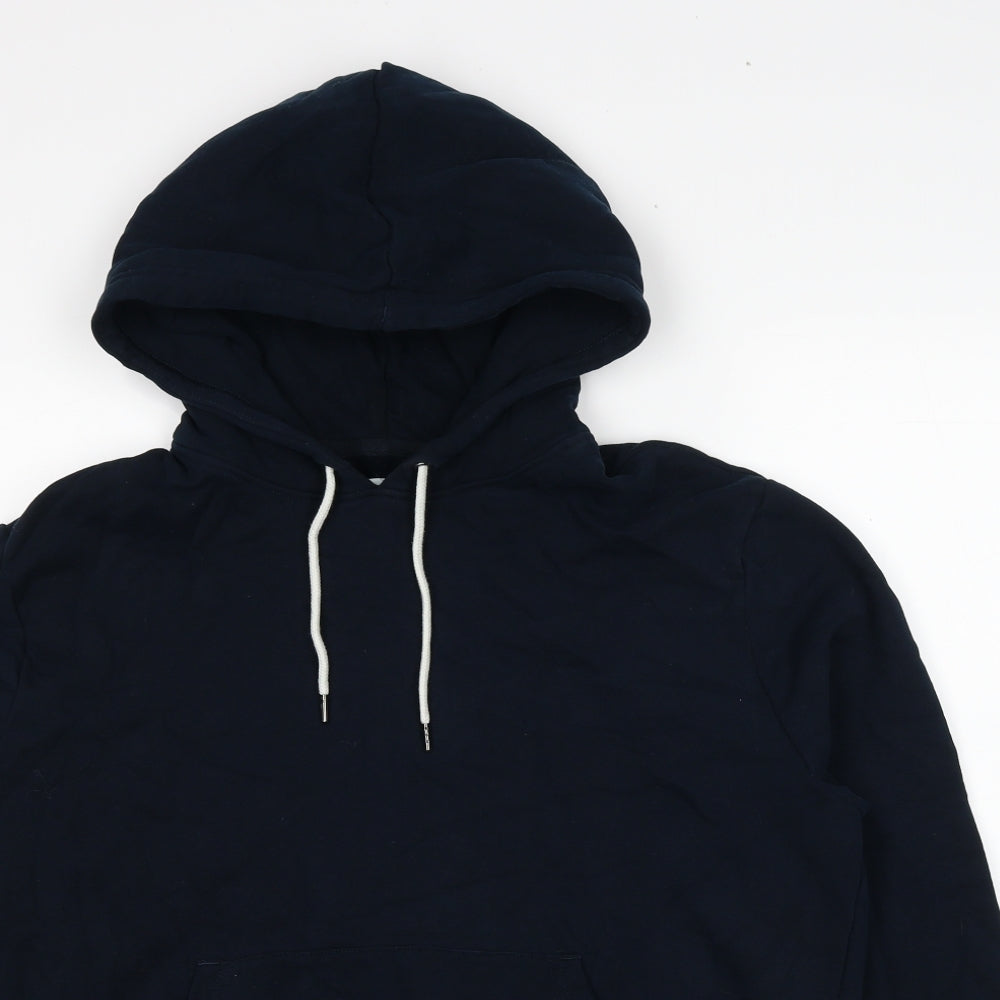 Marks and Spencer Mens Blue Cotton Pullover Hoodie Size L