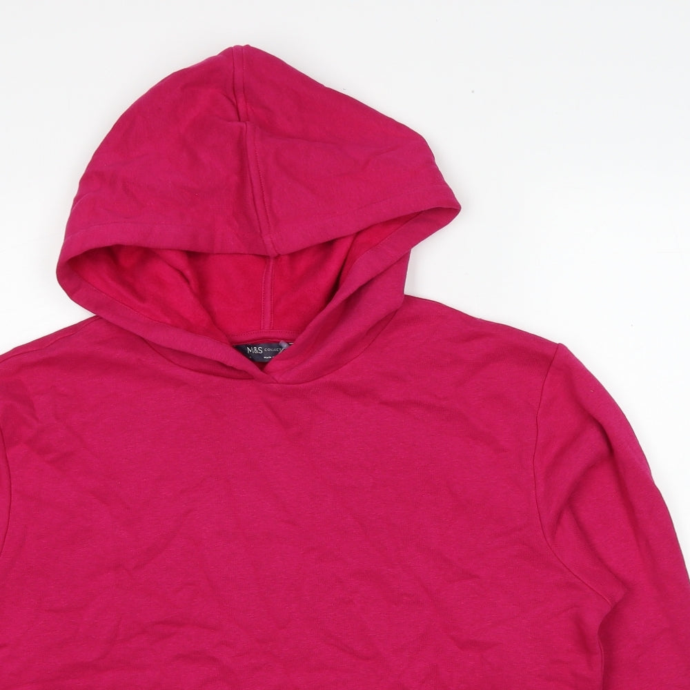 Marks and Spencer Womens Pink Cotton Pullover Hoodie Size M Pullover