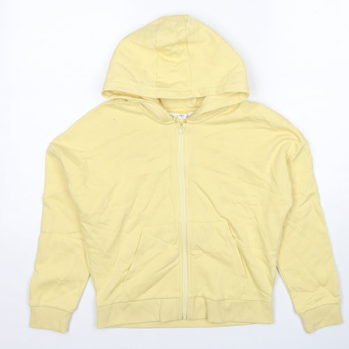 Marks and Spencer Girls Yellow Cotton Full Zip Hoodie Size 11-12 Years Zip