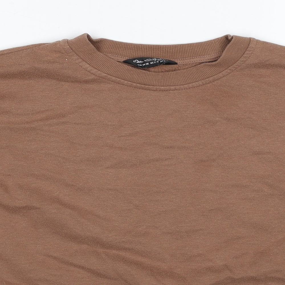 Miss Selfridge Womens Brown Cotton Pullover Sweatshirt Size S Pullover