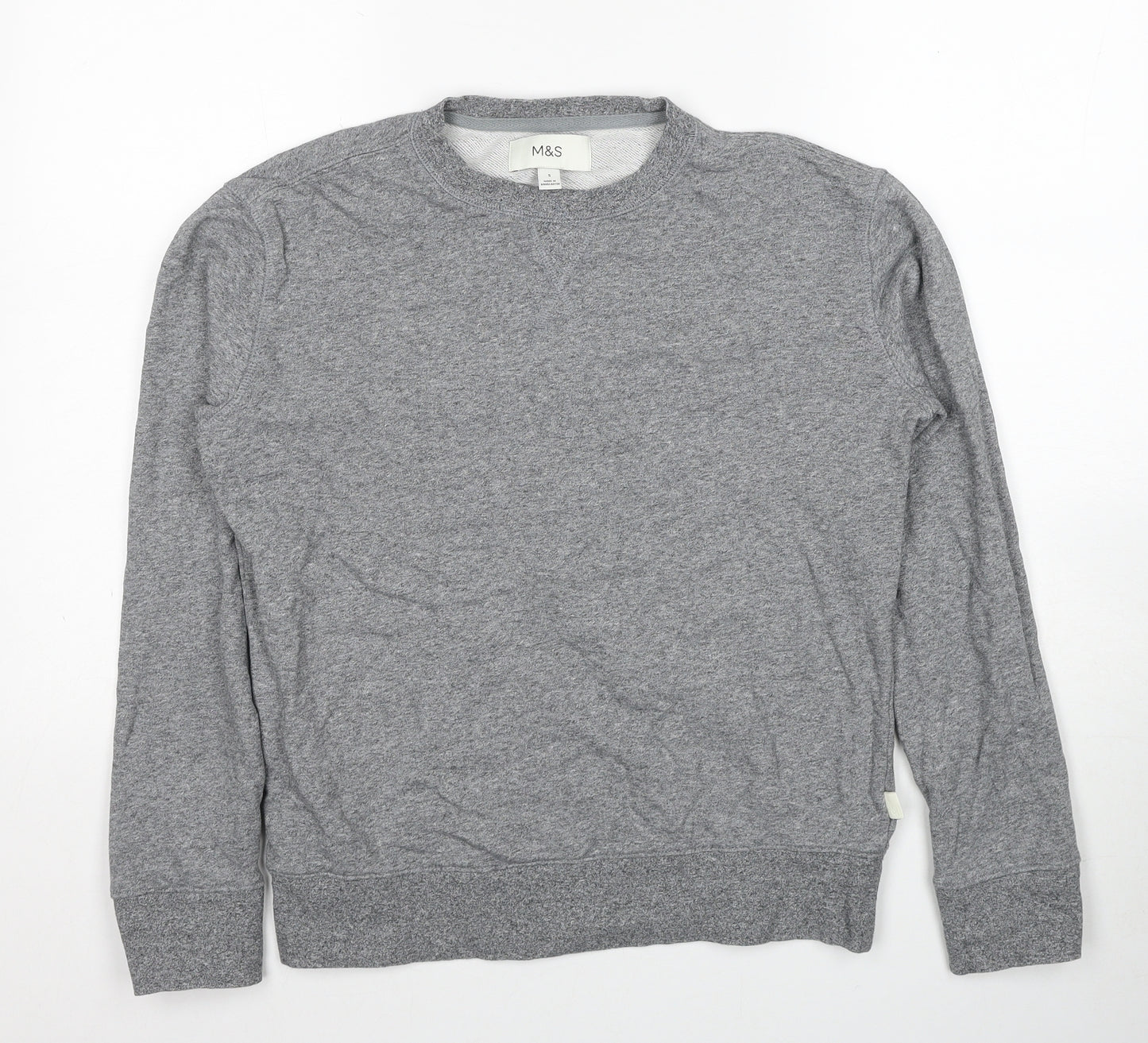 Marks and Spencer Mens Grey Cotton Pullover Sweatshirt Size S