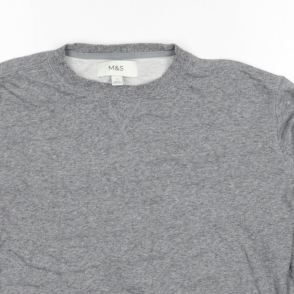 Marks and Spencer Mens Grey Cotton Pullover Sweatshirt Size S