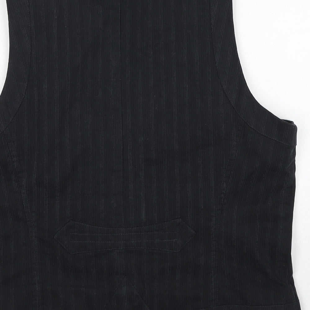 Principles Womens Black Striped Jacket Waistcoat Size 14 Hook & Eye