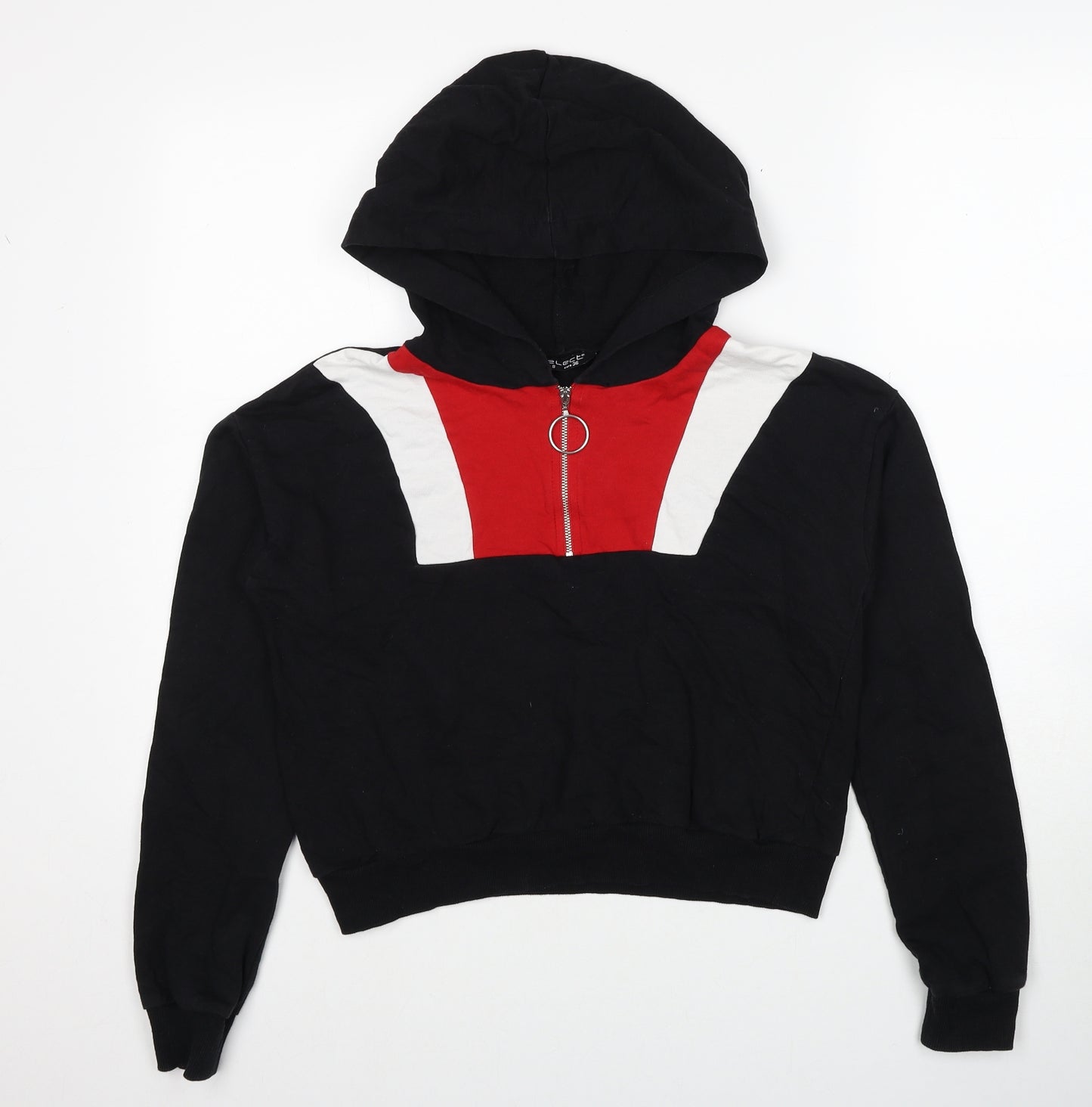 Selected Womens Black Cotton Pullover Hoodie Size 8 Pullover