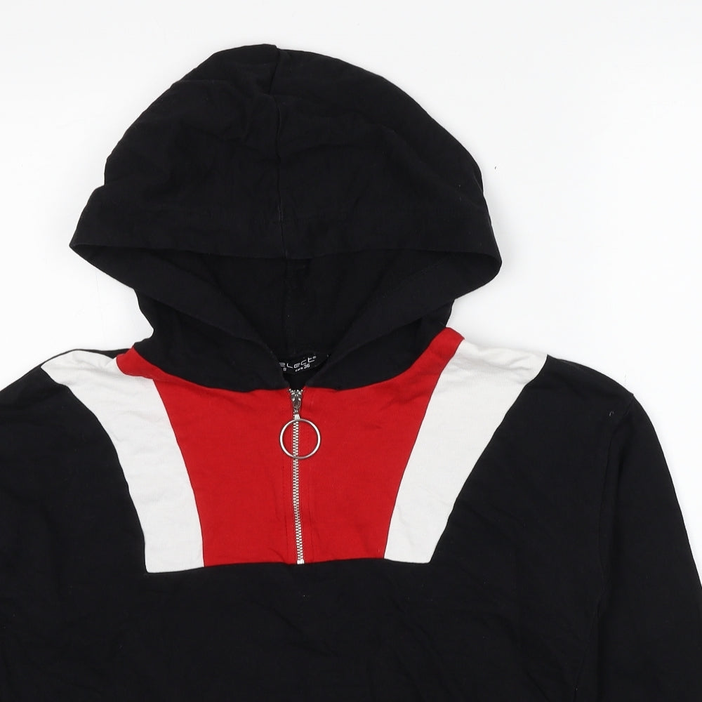 Selected Womens Black Cotton Pullover Hoodie Size 8 Pullover