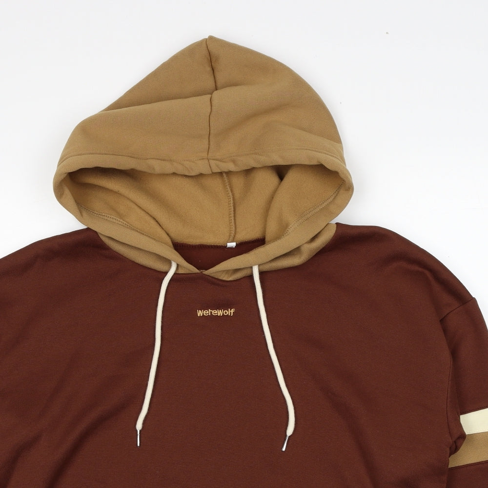 SheIn Womens Brown Polyester Pullover Hoodie Size XL Pullover - Werewolf