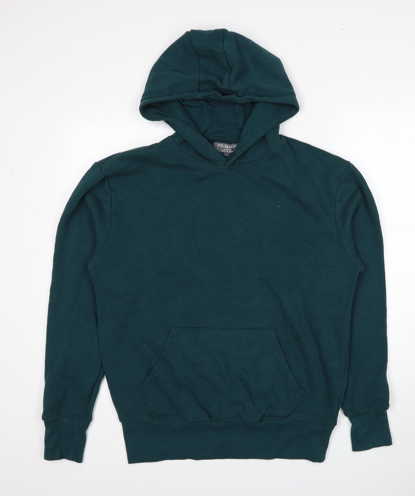 Primark Mens Green Cotton Pullover Hoodie Size L