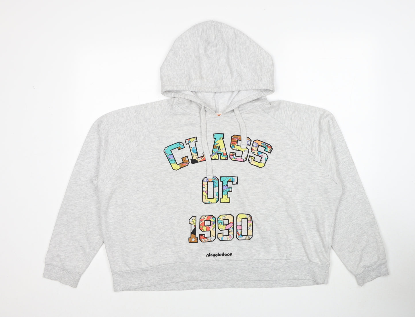 Nickelodeon Womens Grey Cotton Pullover Hoodie Size 14 Pullover - Class of 1990 Rugrats Size 14-16