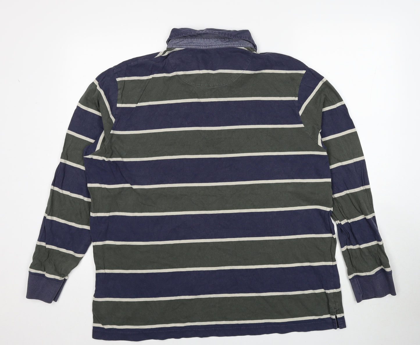 Marks and Spencer Mens Multicoloured Striped Cotton Polo Size XL Collared Button