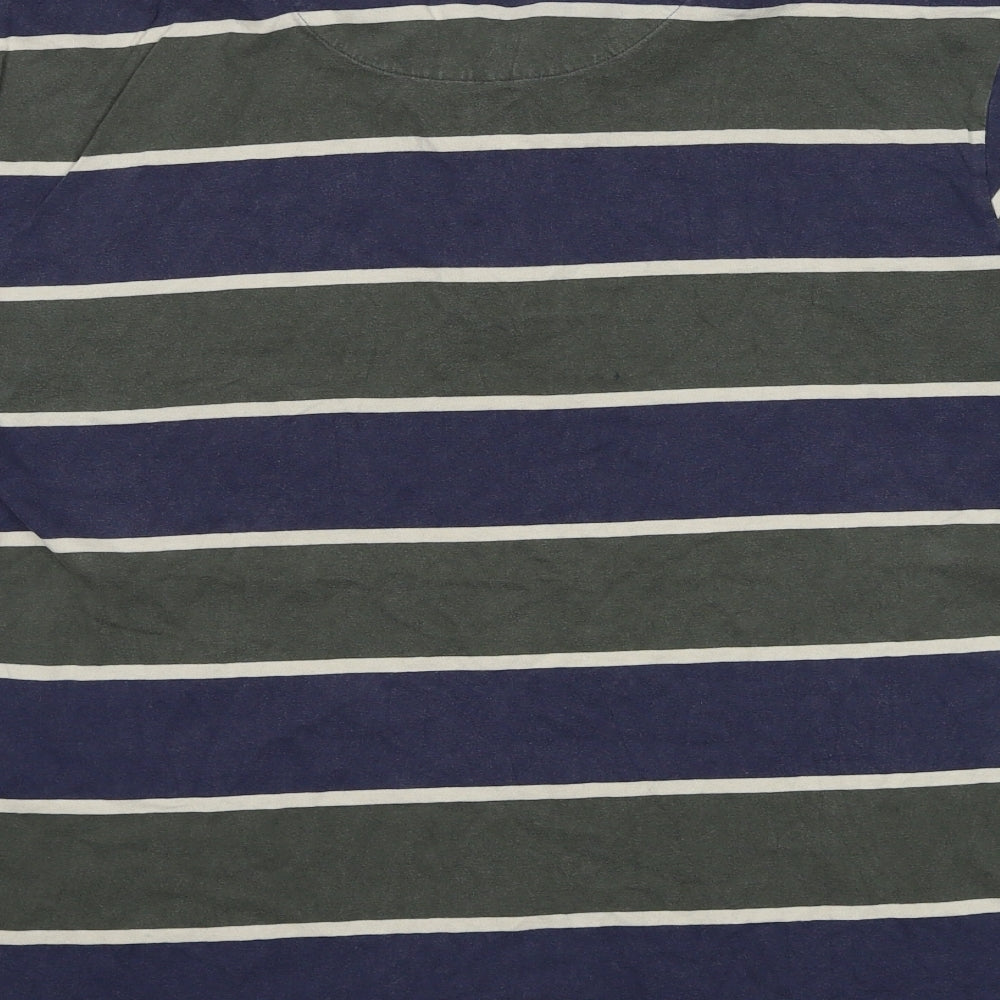 Marks and Spencer Mens Multicoloured Striped Cotton Polo Size XL Collared Button