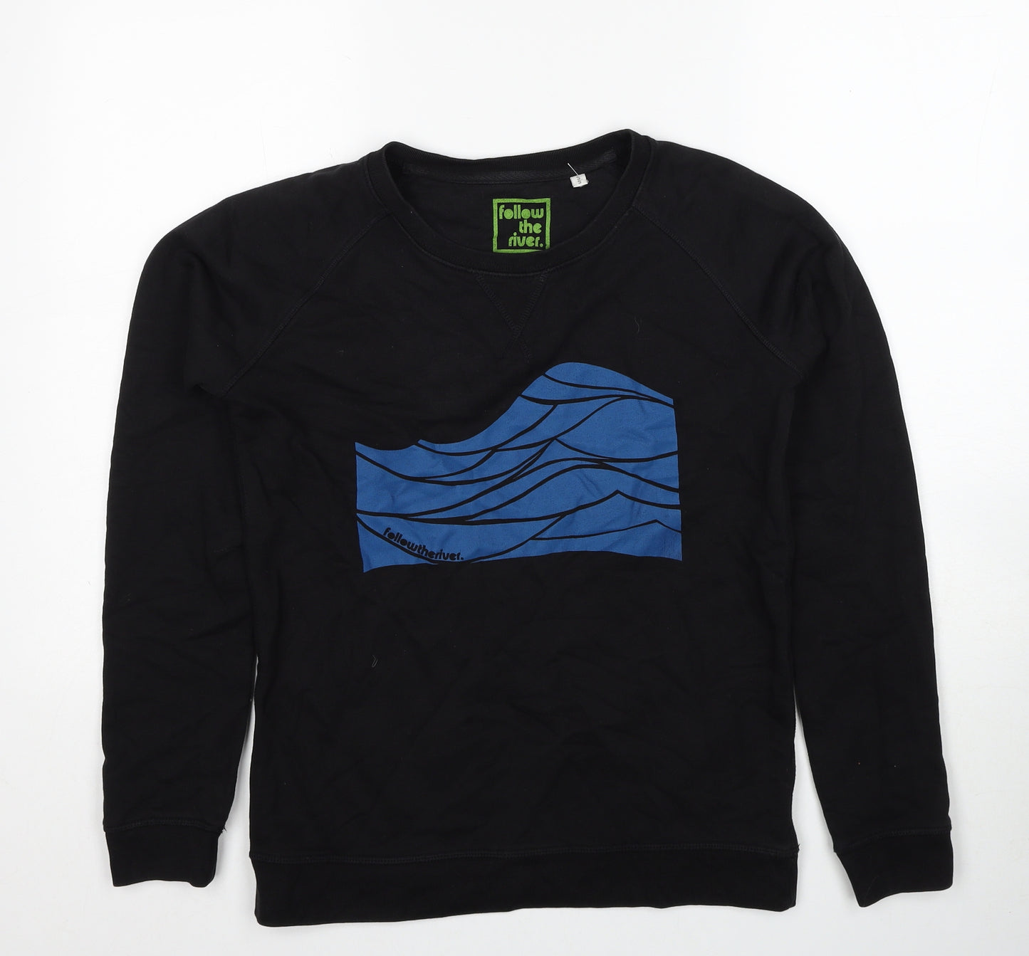Follow The River Mens Black Cotton Pullover Sweatshirt Size S