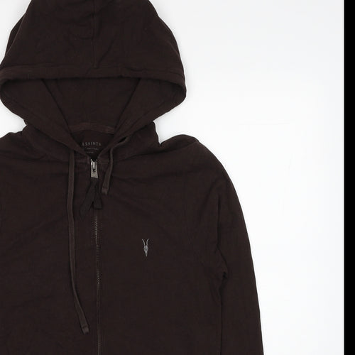 AllSaints Mens Brown Cotton Full Zip Hoodie Size S