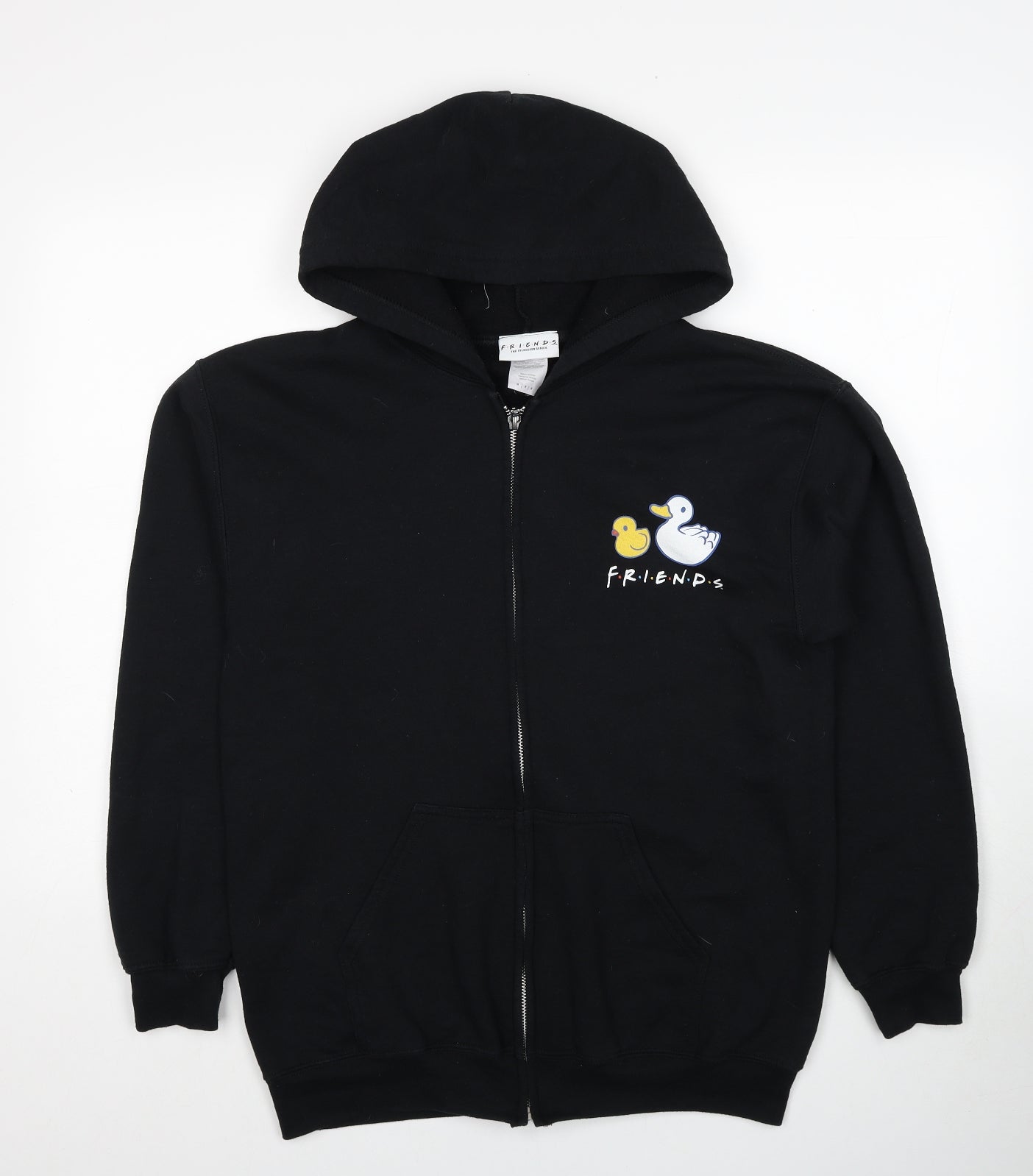 Friends Mens Black Cotton Full Zip Hoodie Size M