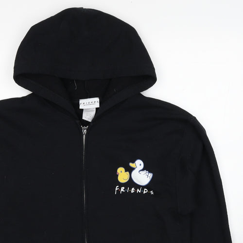 Friends Mens Black Cotton Full Zip Hoodie Size M