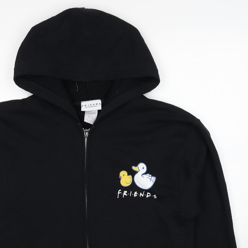 Friends Mens Black Cotton Full Zip Hoodie Size M
