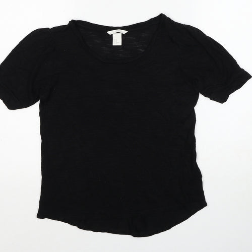 H&M Womens Black Viscose Basic T-Shirt Size XS Scoop Neck