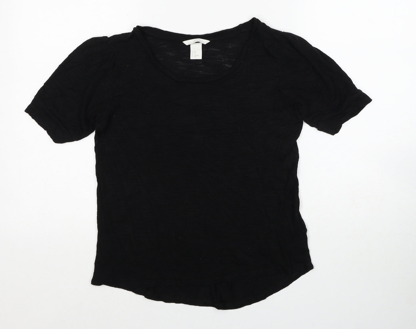 H&M Womens Black Viscose Basic T-Shirt Size XS Scoop Neck