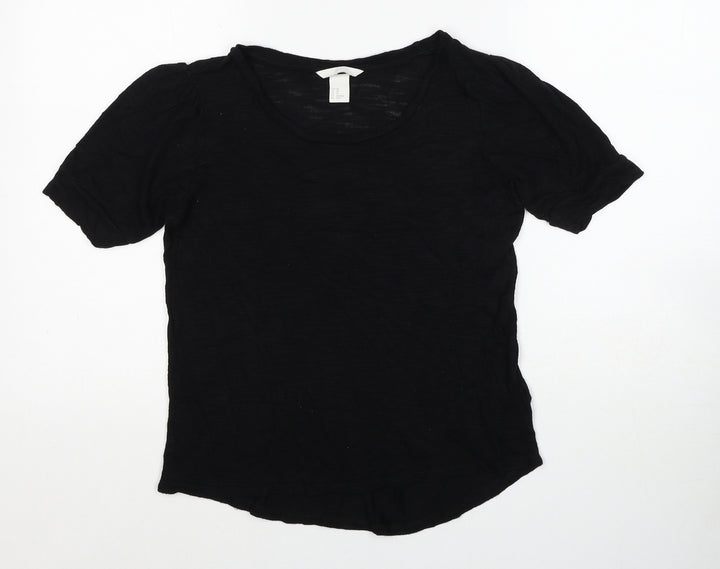 H&M Womens Black Viscose Basic T-Shirt Size XS Scoop Neck