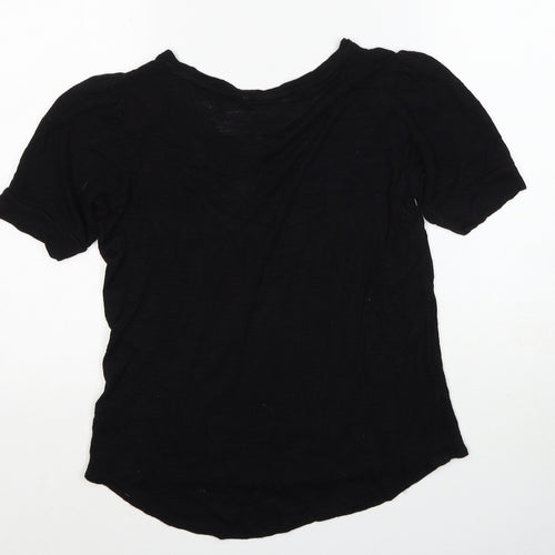 H&M Womens Black Viscose Basic T-Shirt Size XS Scoop Neck