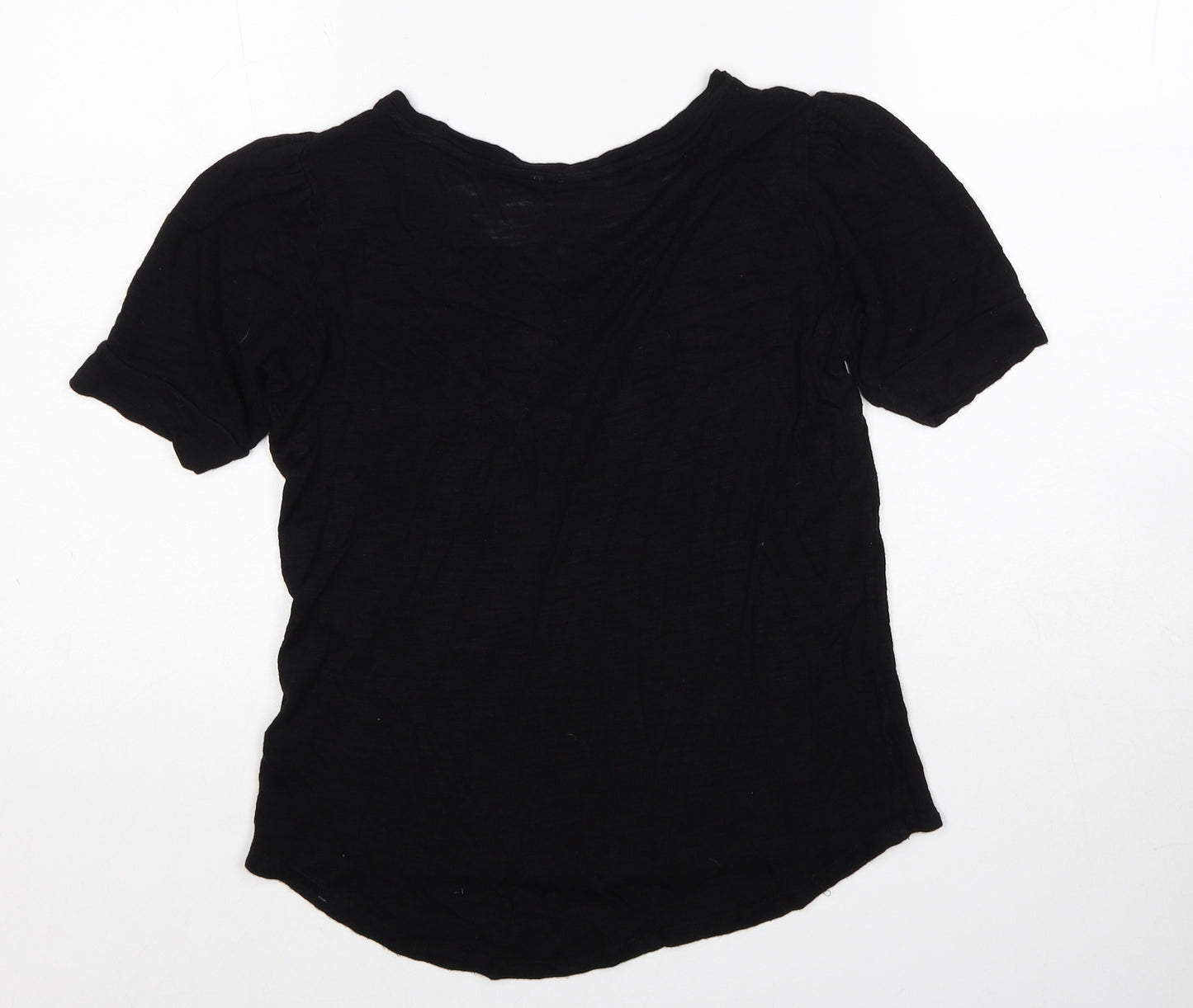 H&M Womens Black Viscose Basic T-Shirt Size XS Scoop Neck