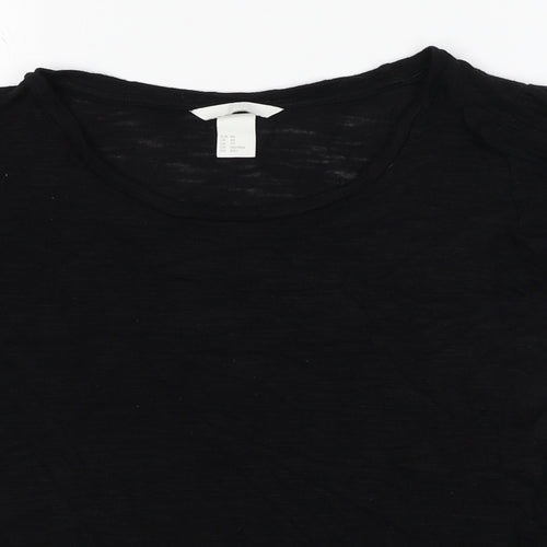 H&M Womens Black Viscose Basic T-Shirt Size XS Scoop Neck