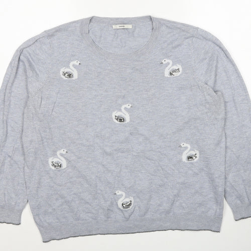 George Womens Blue Round Neck Geometric Acrylic Pullover Jumper Size 22 - Swan Pattern