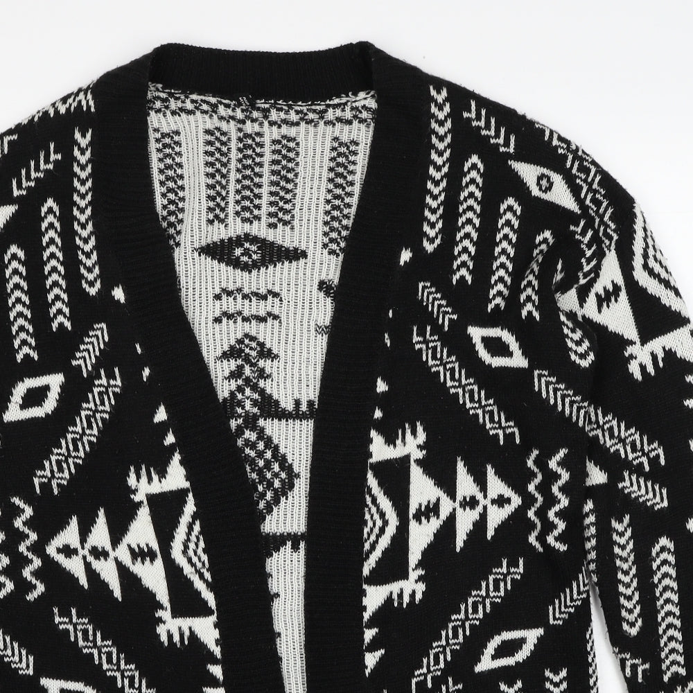 Divided by H&M Womens Black V-Neck Geometric Acrylic Cardigan Jumper Size M