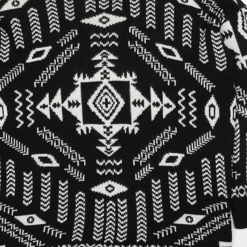 Divided by H&M Womens Black V-Neck Geometric Acrylic Cardigan Jumper Size M